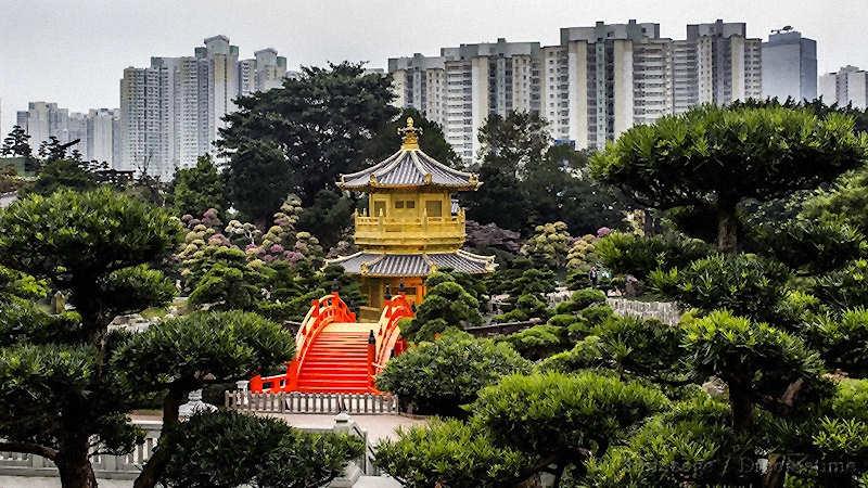 Hong Kong, park, modern housing