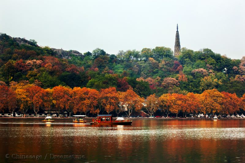 Zhejiang, Hangzhou, Lago Oeste, lago, pagode