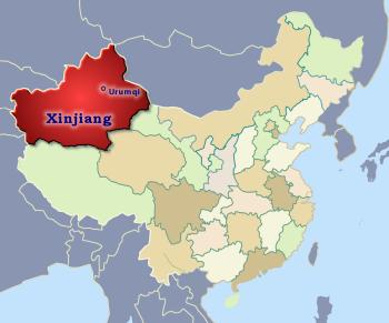 Position of Xinjiang in China