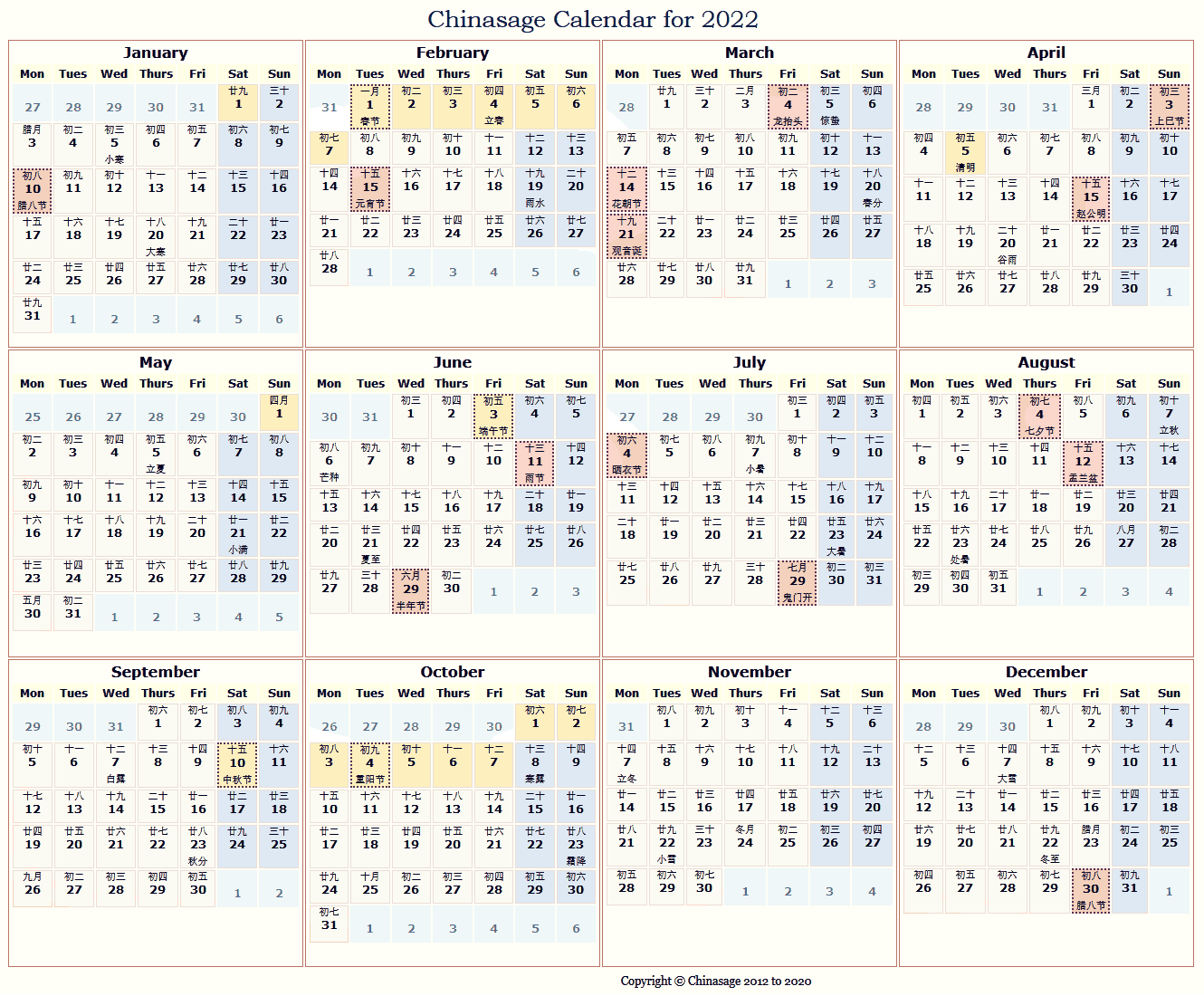 Chinese Calendar 2022 Pdf Chinese Calendar For 2022