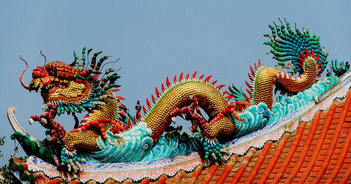 dragon, temple, roof