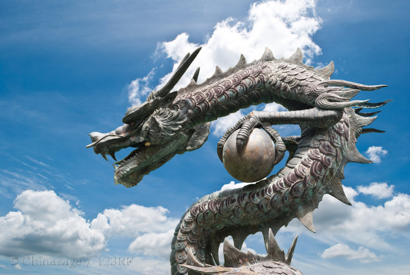 dragon, sculpture, pearl