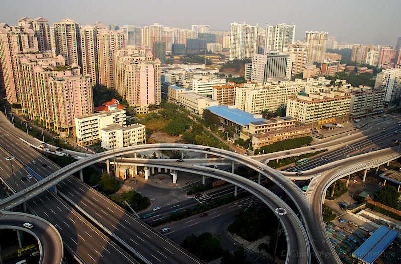 Guangdong, Guangzhou, modern housing, road