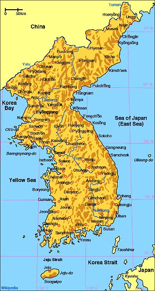 China And Korea Map
