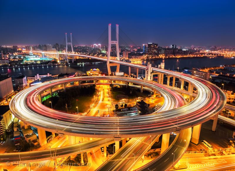 Shanghai, bridge, road, cityscape