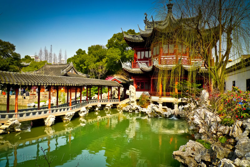 Shanghai, garden, pavilion, traditional architecture