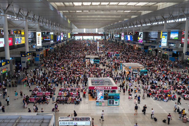 Shanghai, railway station, crowd