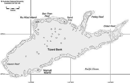 Spratly islands, South China Sea, map