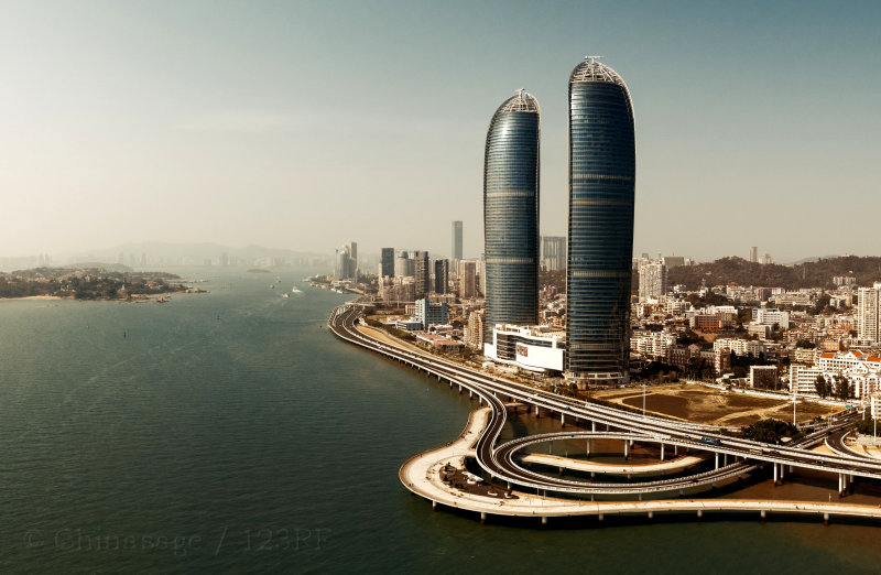 city, Xiamen, modern architecture, skyscraper