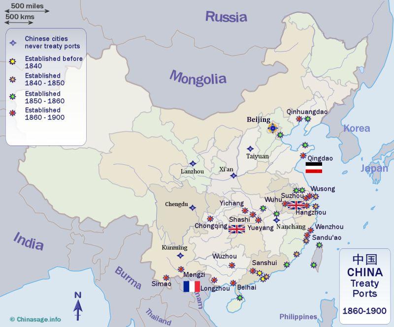 Map of treaty ports in 1900