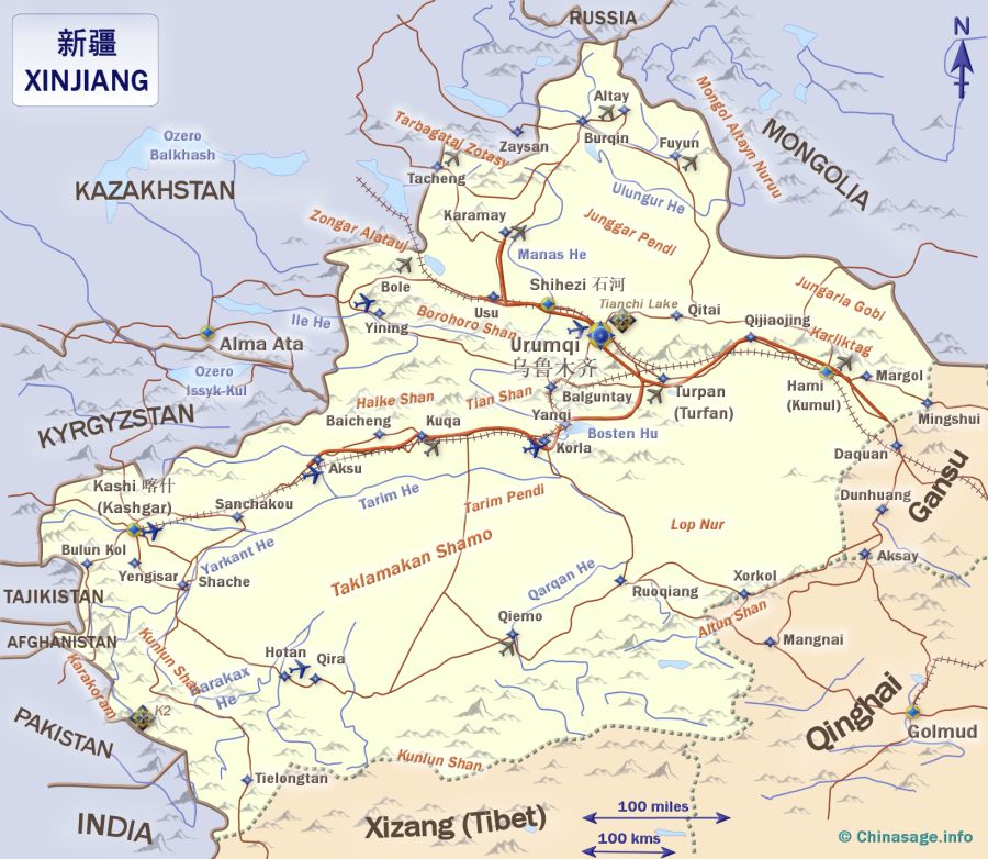 Map of Xinjiang,China map, Xinjiang map