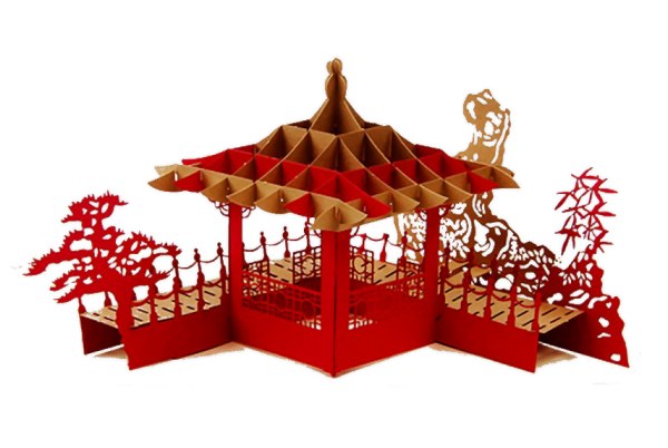 3-D paper-cut,pavilion